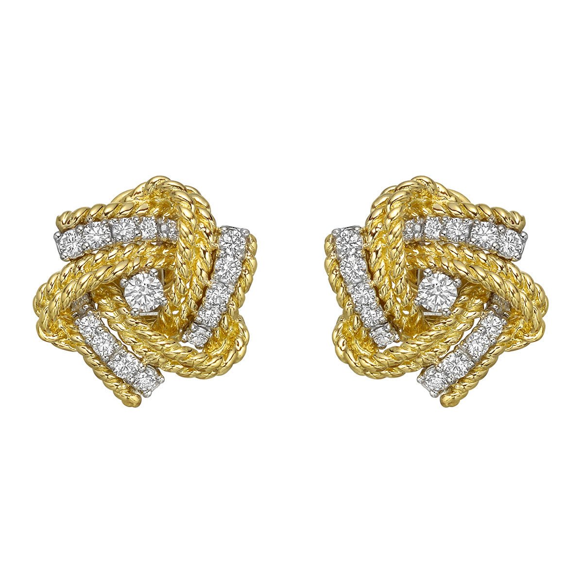 Verdura - 18k Yellow Gold Diamond Pinwheel Earrings
