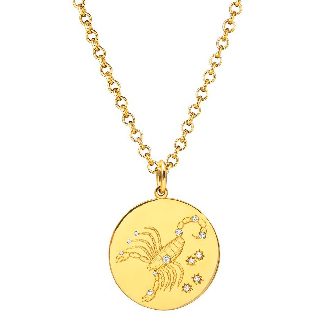 Verdura - 18k Yellow Gold Diamond Scorpio Zodiac Pendant