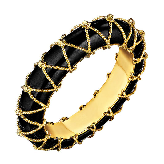 Verdura - Black Jade Rope Net Bangle Bracelet