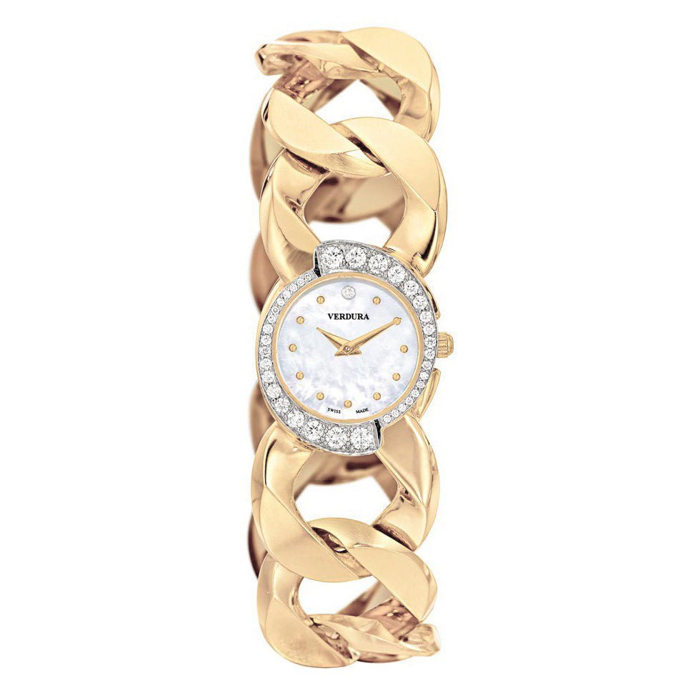 Verdura - Estate 18k Yellow Gold Diamond Curb-Link Watch