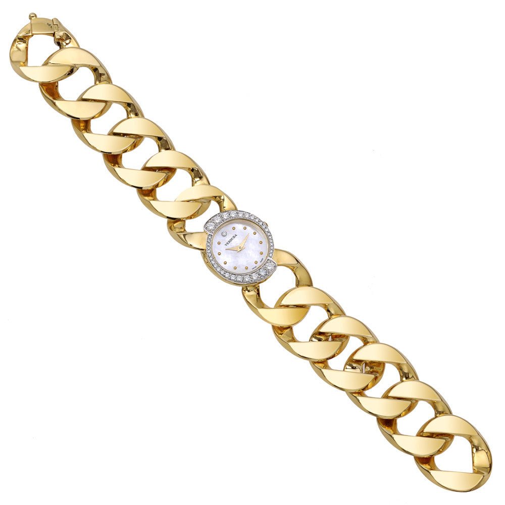 Verdura - Estate 18k Yellow Gold Diamond Curb-Link Watch