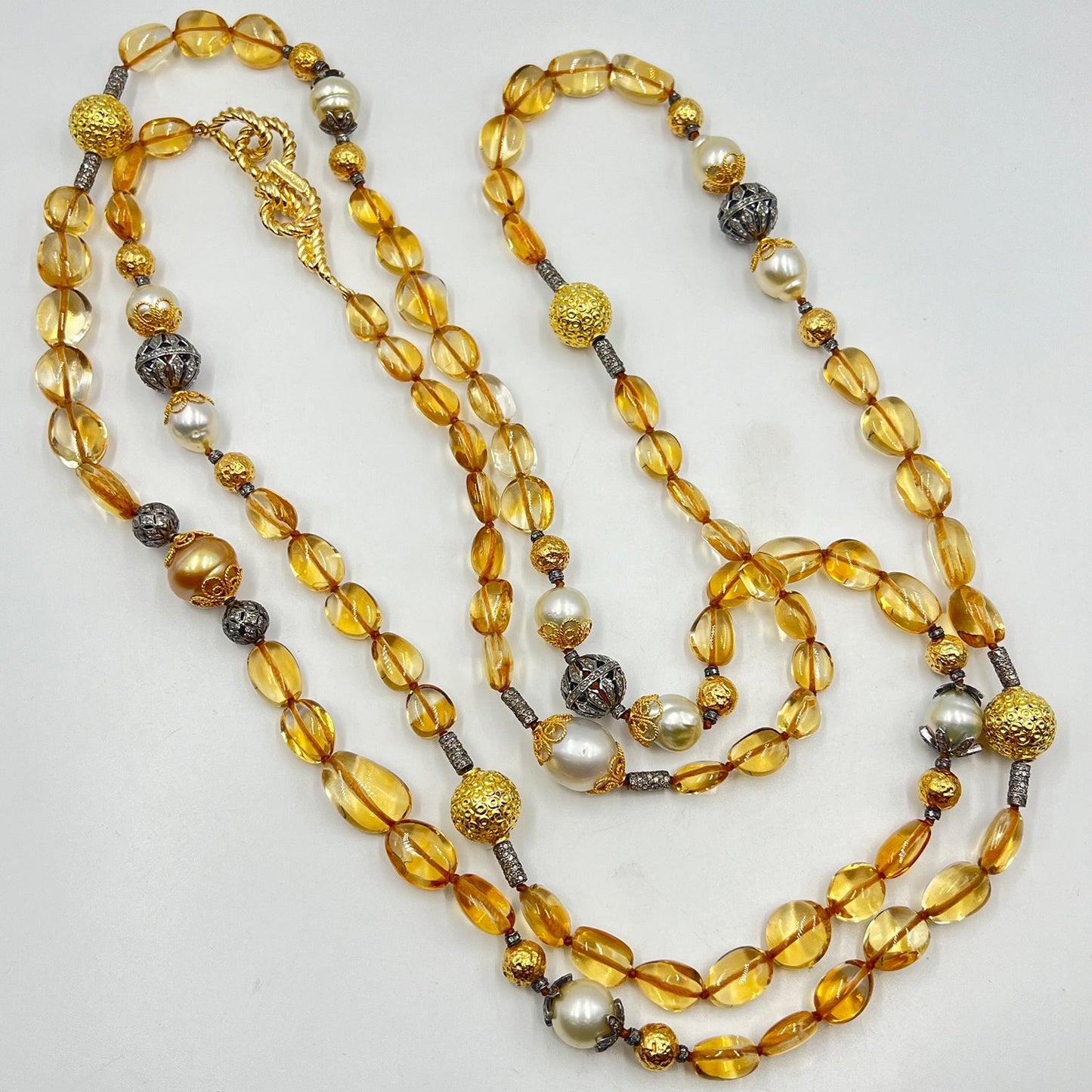 Verdura - Estate Citrine Bead Pearl Byzantine Long Necklace