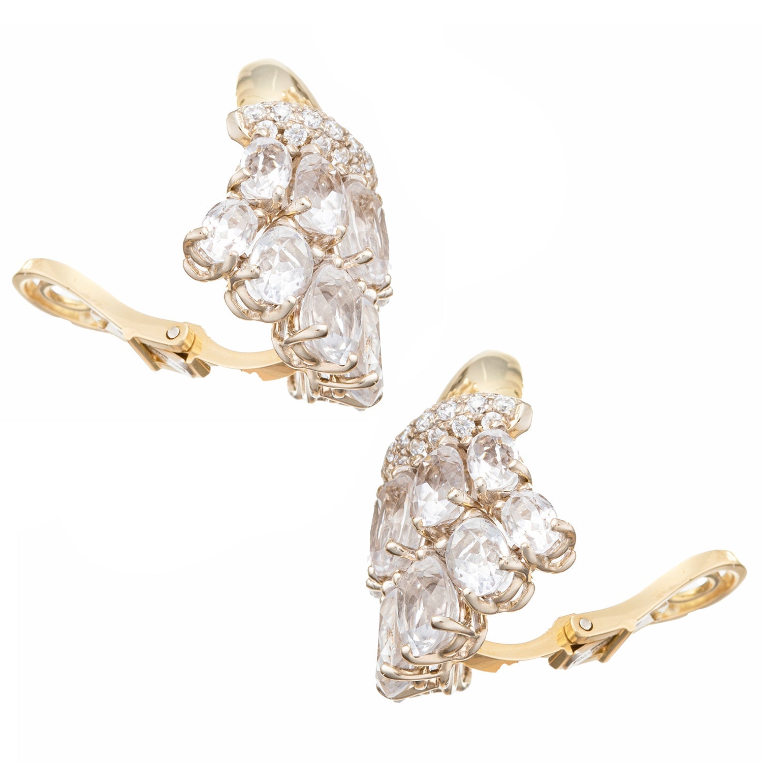 Verdura - Estate White Topaz Diamond Cornucopia Earrings