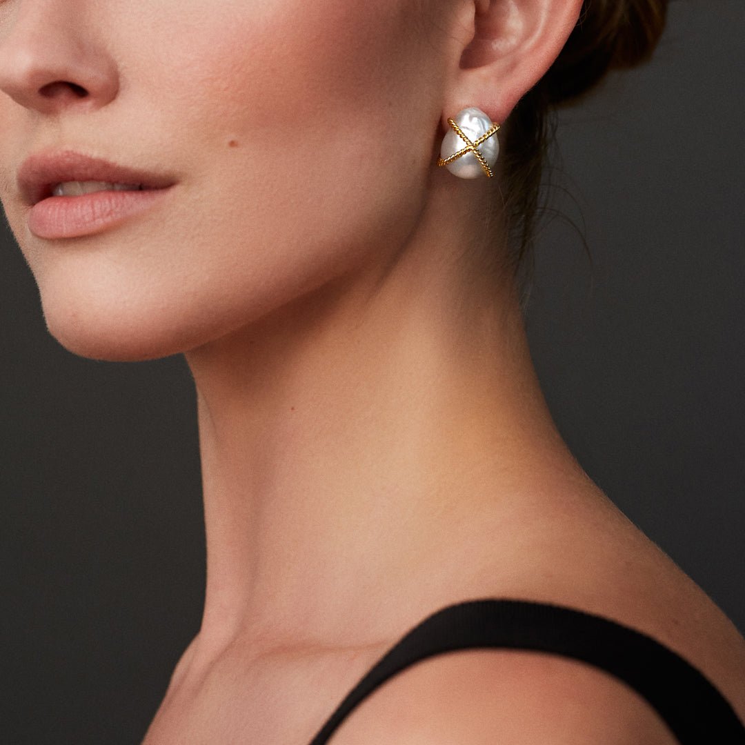 Verdura - South Sea Pearl Diamond Wrapped Earrings