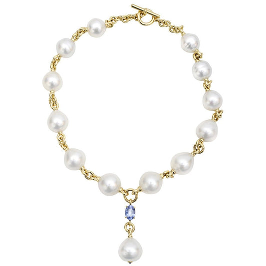 Verdura - South Sea Pearl Sapphire Drop Necklace