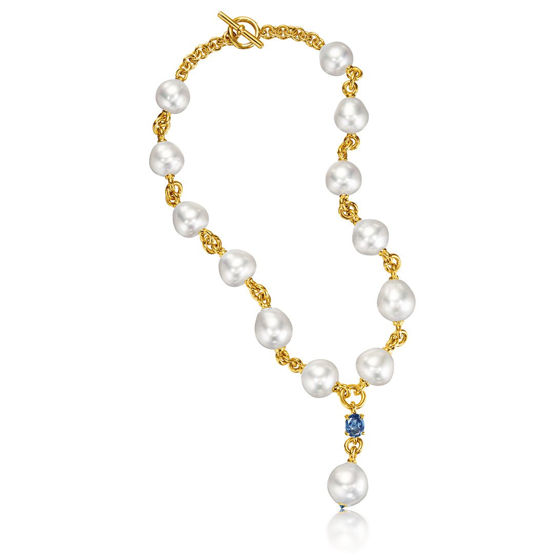 Verdura - South Sea Pearl Sapphire Drop Necklace