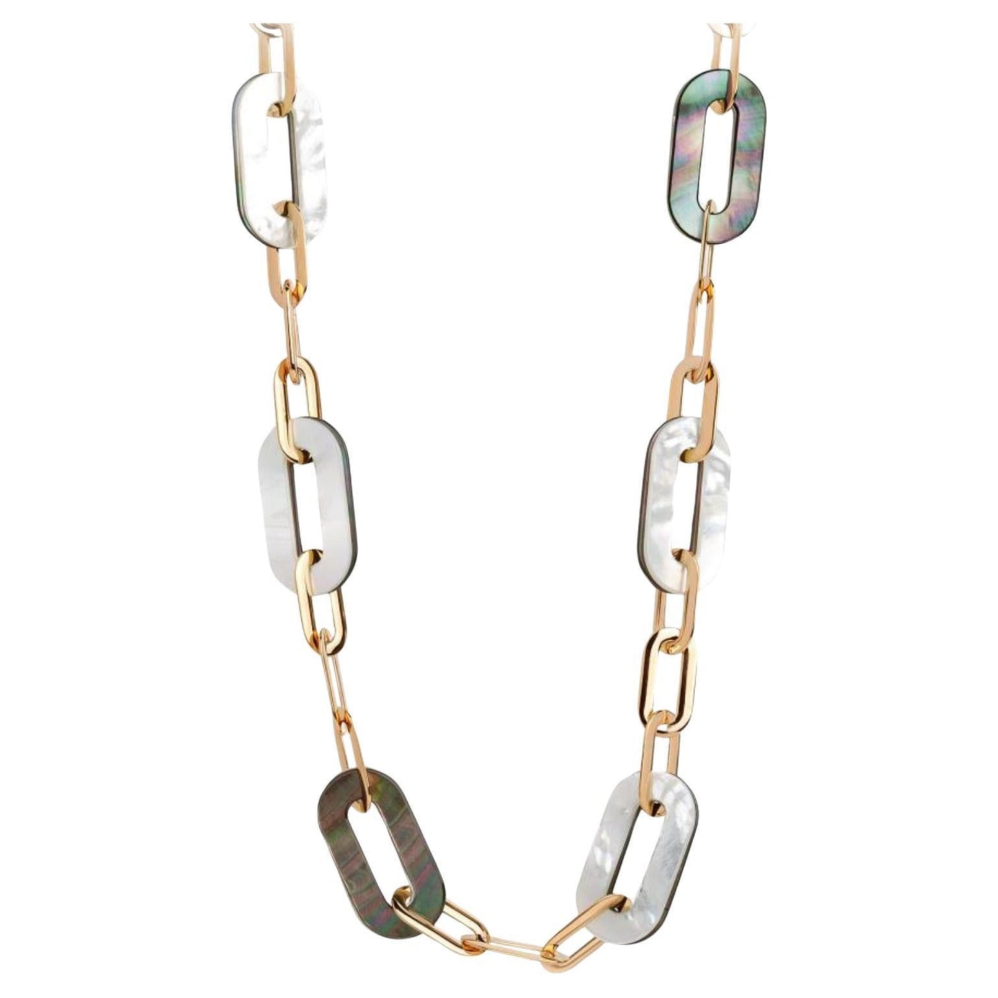 Vhernier - 18k Rose Gold White & Gray Mother-of-Pearl Bisquit Necklace